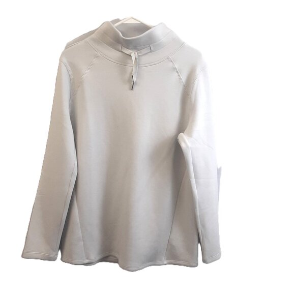 Spanx Womans Pullover Long Sleeve Top White Sz M Modal pleated back AirEssential - Picture 1 of 8